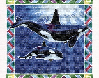 Kreuzstichpackung Orca Wale, Kreuzstichpackung Wildtiere Meerestiere von Peter Underhill