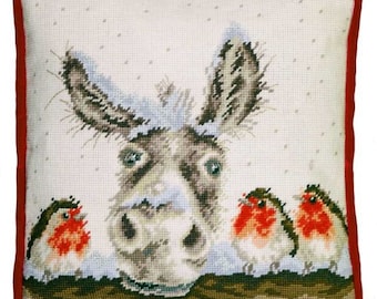 Gobelin Kit, Nadelspitzen Kit - Weihnachtsesel von Hannah Dale, Wrendale Designs