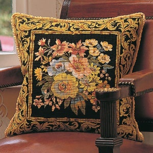 Tapestry Needlepoint Kit – Versailles Flowers, Maron - Premium Tapestry Kit Cushion Front - Glorafilia