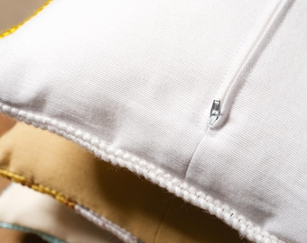 Cushion Back with Zipper, Cotton Pillow Backing with Zip -Backing for Tapestry, Needlepoint, Embroidery Cushions-Ecru/Cream/Black/Grey/White