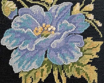Tapestry Kit, Needlepoint Kit - Victorian Miniature Floral Tapestry Needlepoint Kit - Blue Poppy - Glorafilia