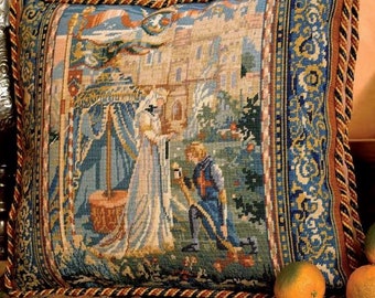 Tapestry Needlepoint Kit – Lancelot and Guinevere - Medieval Premium Tapestry Kit Cushion Front - Glorafilia