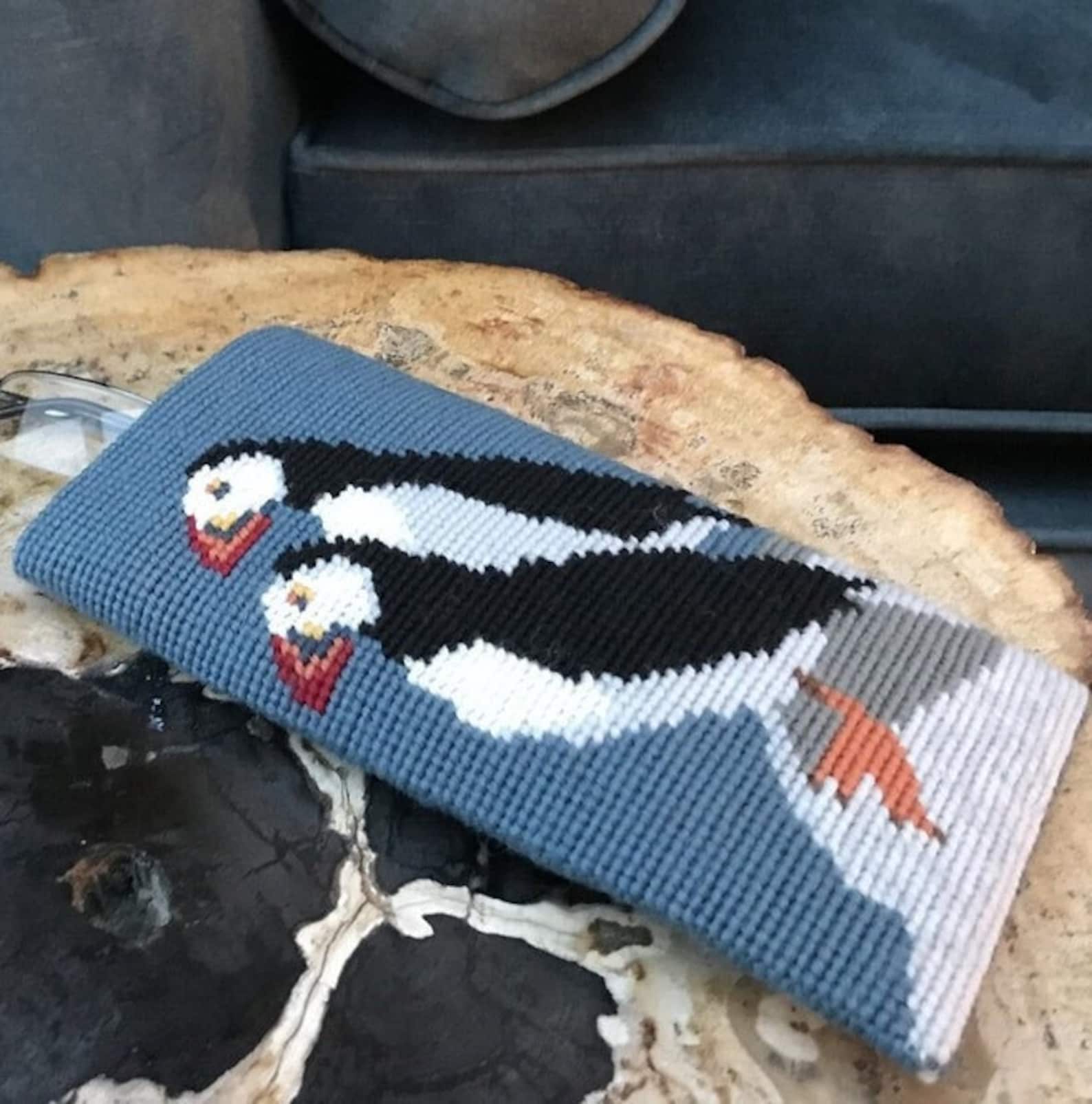 Tapestry Kit Needlepoint Kit Puffins Spectacle Case/phone Etsy