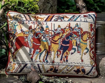 Tapestry Needlepoint Kit – Bayeux Tapestry, Battle of Hastings, William Rides to War - Premium Tapestry Kit Cushion Front - Glorafilia