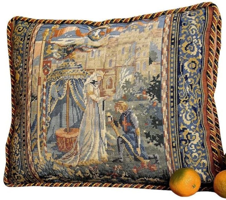 Tapestry Needlepoint Kit Lancelot and Guinevere Medieval Etsy