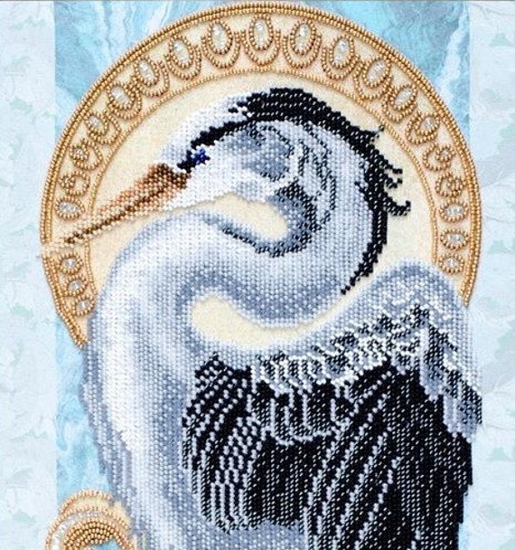 Sacred Crane Bead Embroidery Kit, Bead Work Embroidery Kit Printed  Embroidery Kit, Modern Bead Embroidery Complete Kit 