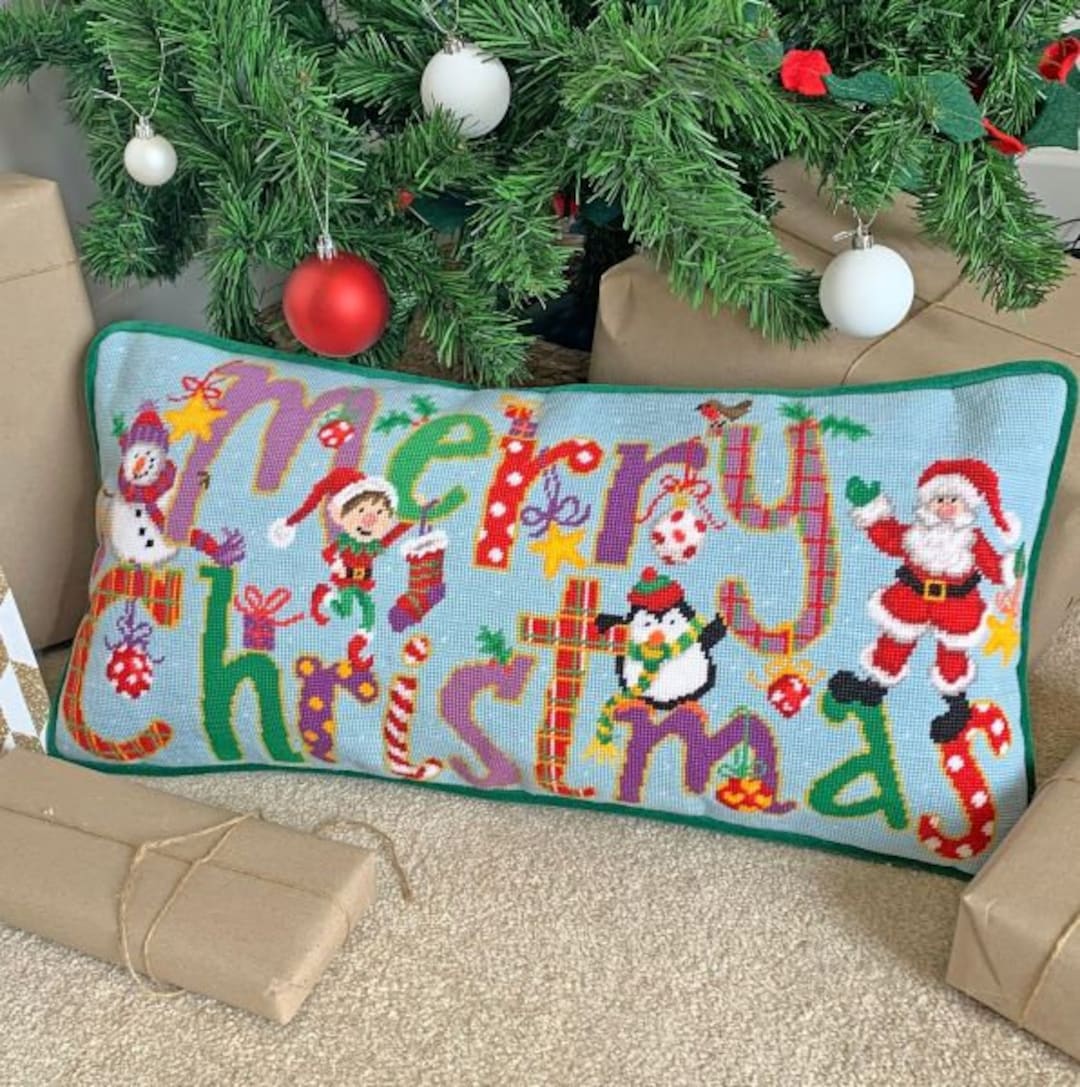 Tapestry Kit, Needlepoint Kit Merry Christmas Tapestry Kit by Jenny Barton, Festive Needlepoint 