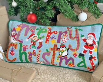 Gobelin Kit, Nadelspitzen Kit - Frohe Weihnachten Tapisserie Kit von Jenny Barton, Festliche Nadelspitzen Kit, Weihnachtsteppich Kit