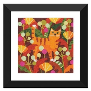 Kit punto croce COUNTED - Kit punto croce gatto zenzero, kit punto croce arte moderna, kit ricamo, di Karen Carter