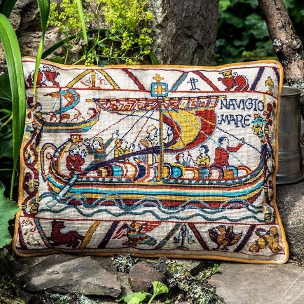 Tapestry Needlepoint Kit – Bayeux Tapestry, Battle of Hastings, The Invasion - Premium Tapestry Kit Cushion Front - Glorafilia