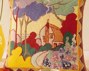 Gobelin Nadelspitzen Kit – Clarice Cliff - Premium Gobelin Kit Kissenvorderseite - Glorafilia