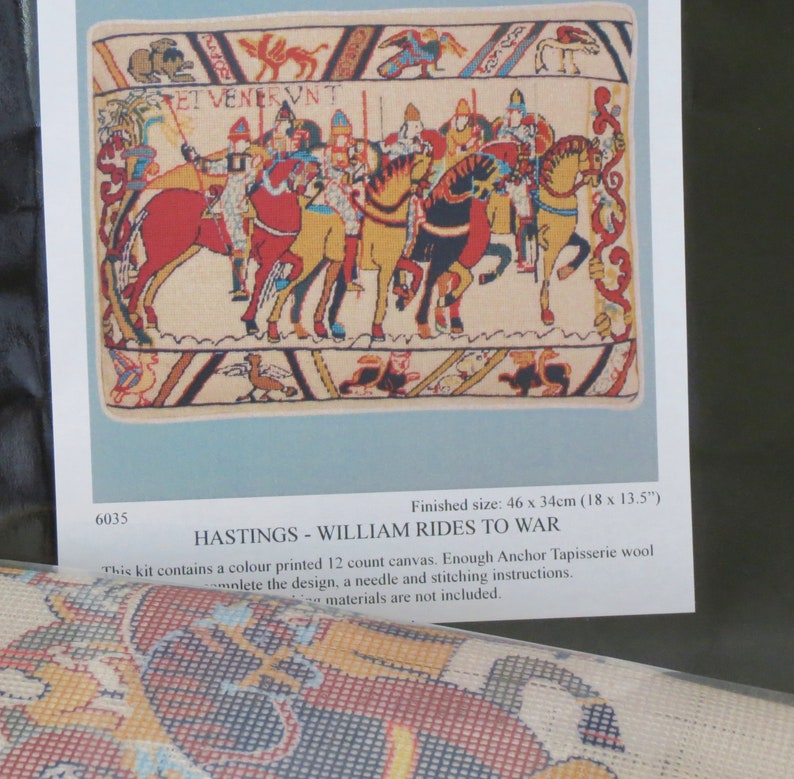 William Rides to War Tapestry Needlepoint Kit \u2013 Bayeux Tapestry Battle of Hastings Premium Tapestry Kit Cushion Front Glorafilia