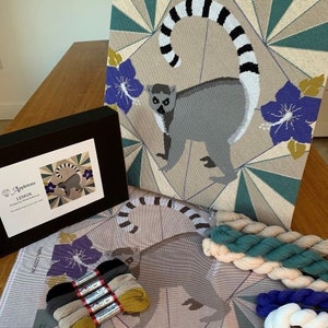 Tapestry Kit, Needlepoint Kit - Lemur Wildlife - 14 holes per inch colour printed canvas - Appletons Tapestry Kit