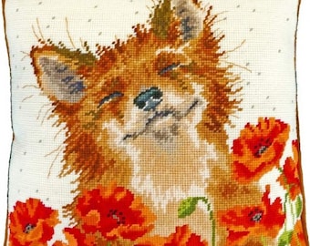 Tapestry Kit, Needlepoint Kit - Poppy Field Fox by Hannah Dale, Wrendale Designs