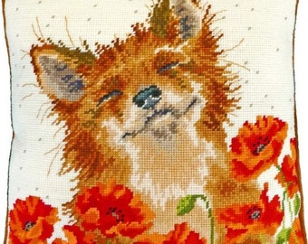 Tapestry Kit, Needlepoint Kit - Poppy Field Fox by Hannah Dale, Wrendale Designs