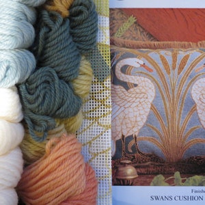 Tapestry Needlepoint Kit Swans Cushion Premium Tapestry Kit Cushion Front Glorafilia image 3