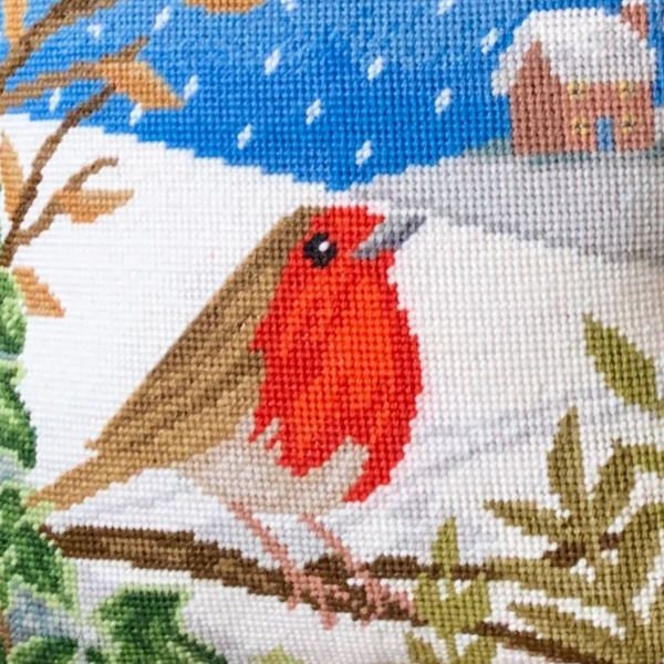 Robin Needlepoint Pattern Tapestry Kit, Needlepoint Kit - When Robins Appear, Winter Robin ...