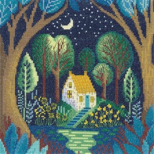 COUNTED Cross Stitch Kit- Verdant Canopy Cross Stitch Kit, Modern Art Cross Stitch Needlecraft Kit, Mel Rodicq Art