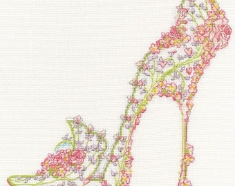 Cross Stitch Kit Wedding Slipper, Fashion Shoe Counted Cross Stitch Picture, Sally King - Fashion Cross Stitch Kit