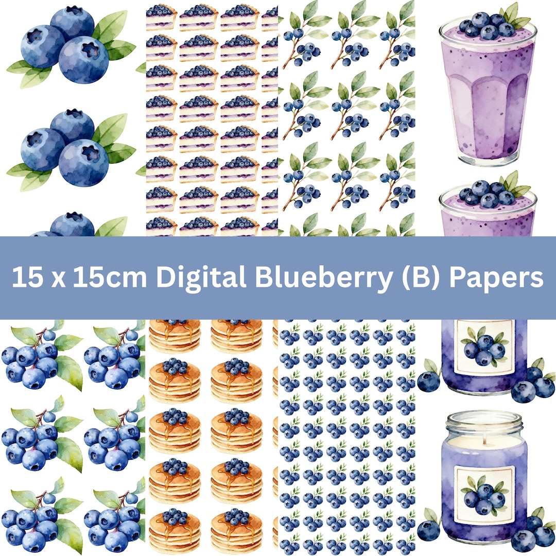 Paper Chain Blueberry 15x15cm Blueberry's (B) Digital Paper Pack, Printable Papers, Scrapbook ...