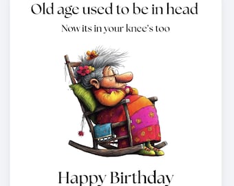 DIGITAL Old Age Birthday Card, Sarcastic Aging Joke, Square (Digital Download)