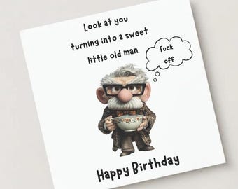 DIGITAL Funny Birthday Card Printable 15x15cm – Old man card, instant download, PNG, Jpg, pdf digitL Card