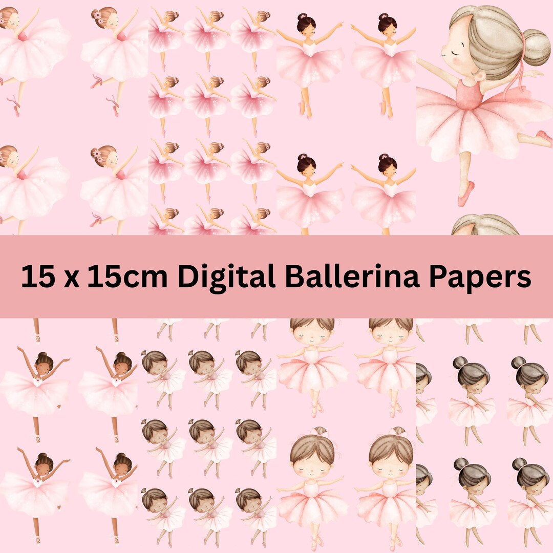 Ballerina Digital Paper Pack, Pink Ballet Seamless Patterns, Girl ...