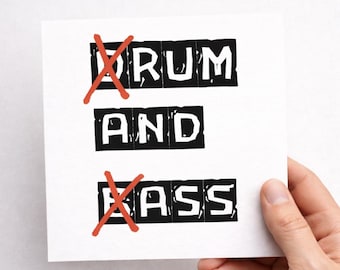 DIGITAL Drum and Bass Birthday Card Funny, DnB DJ Gift Card, Rave Music Lover Card, Electronic Music Humor Card, Square 15x15cm PNG Download
