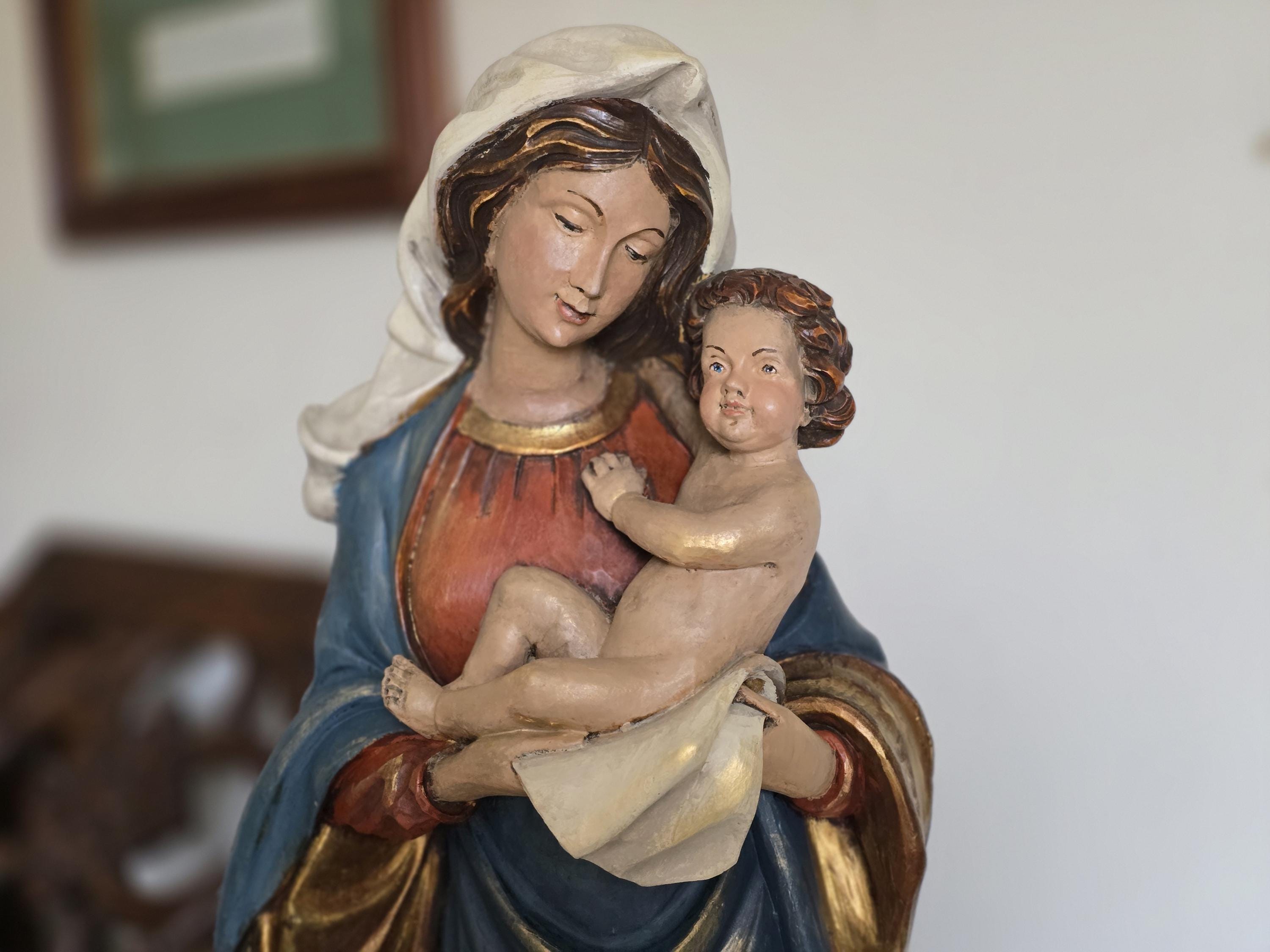 Antique wood carved virgin mary statue - Etsy 日本