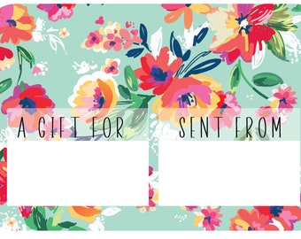 Mint Floral Gift Tag Sticker Set