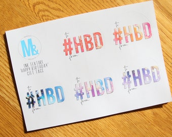 Metallic und Ink Birthday Geschenk-Tag Sticker Set