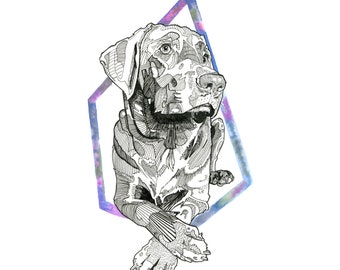 Labradortryck från originalbläck | Labradorväggkonst | Labradoraffisch | Hundporträtt | Labradorpresenter