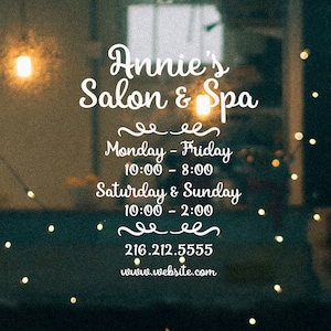 Store Hours Decal, Shop Hours, Store Hours Window Sticker, Business Hours, Hours of Operation, Custom Business Hours