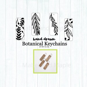 Keychain Cut File SVG PNG Clip Art, Laser Cutting Design Files, Glowforge Design Files, Cut Files, Clip Art, Botanical, Key Chain, Key FOB