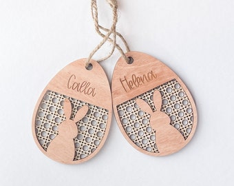 Personalized Easter Basket Tags, Rattan Basket Weave