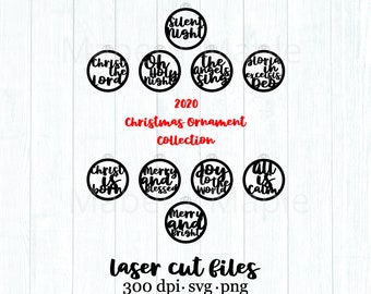 Christmas Ornament Laser Cut Files SVG PNG Clip Art, Laser Cutting Design Files, Glowforge Design Files, Cut Files, Clip Art