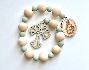 Rosary, Rustic Farmhouse Beads Rosary, Decade Rosary, Modern Farmhouse Decor, Catholic Gifts, Catholic Decor, Miraculous Medal