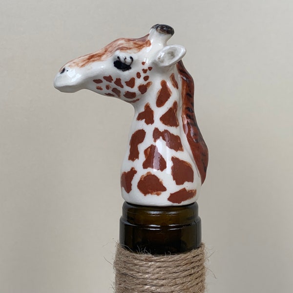 Giraffe Wine Bottle Stopper - Handmade porcelain