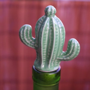 Cactus Wine Bottle Stopper - Handmade porcelain