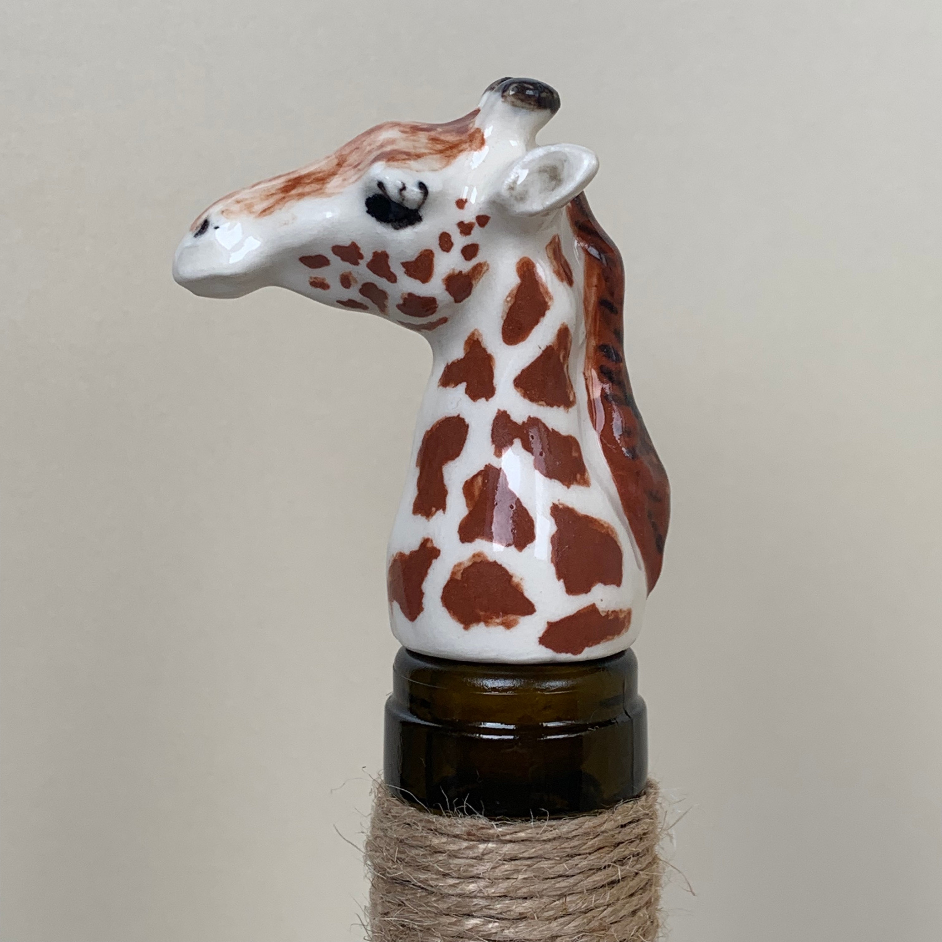 Giraffe Wine Bottle Stopper Handmade Porcelain - Etsy UK