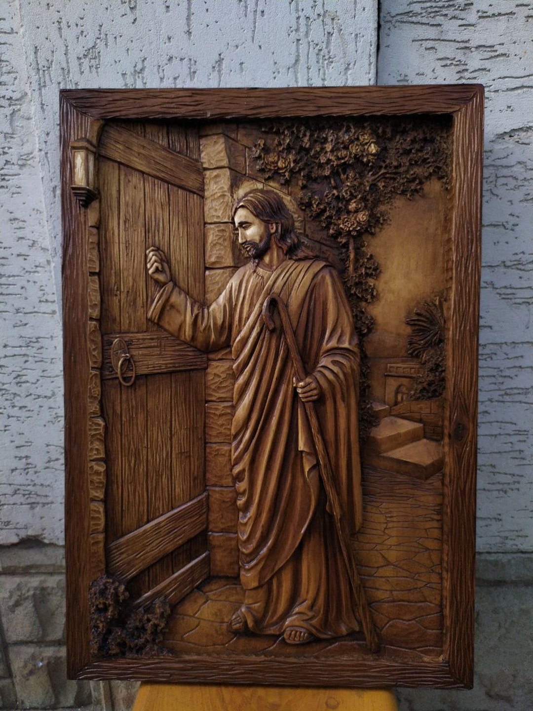 3D Wooden Picture Wood Carving Wall Art Handcarved Wood Carving Jesus Christ Picture Etsy
