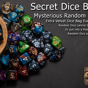 Secret Dice Bag l Mysterious Random Dice l Polyhedral Dice Set of 7 | Dice for Dragons MTG Tabletop gaming Adventure Dungeons