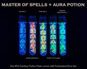 Spell Aura Potion Polyhedral Dice Set of 7 with RPG Fantasy Potion Flask Dungeons and Dragons Dice DnD Dice Set D D Illumina Dice