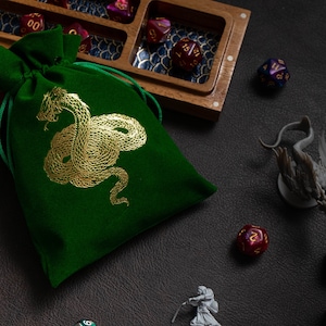 Basilisk Dice Bag | Drawstring Dice Pouch case holder Dice Storage Bag organizer for MTG Games RPG Tabletop gaming Adventure Fantasy