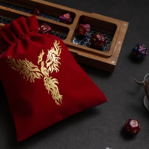 Phoenix Dice Bag | Dungeons and Dragons Dice | DnD Dice Set | D&D Dice