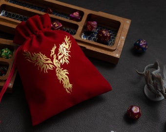 Phoenix Velvet Dice Bag: Dungeons and Dragons RPG