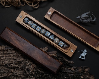 Leather Arcane Dice Box | Walnut Wood, RPG Gaming