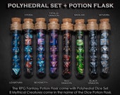 Polyhedral Dice Set of 7 with RPG Fantasy Potion Flask Dungeons and Dragons Dice DnD Dice Set D D Dice
