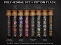 Polyhedral Dice Set of 7 with RPG Fantasy Potion Flask | Dice Holder Storage Organizer for Dragons MTG Tabletop gaming Adventure Dungeons product logo