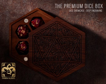 Black Walnut Dice Box: Laser Engraved DnD Dice Storage